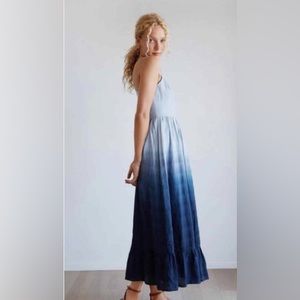 Madewell Cami Pintuck Dip Dye Ombré Navy Maxi Dress